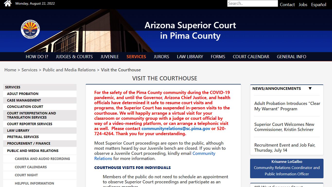 Visit the Courthouse - Pima County, Arizona